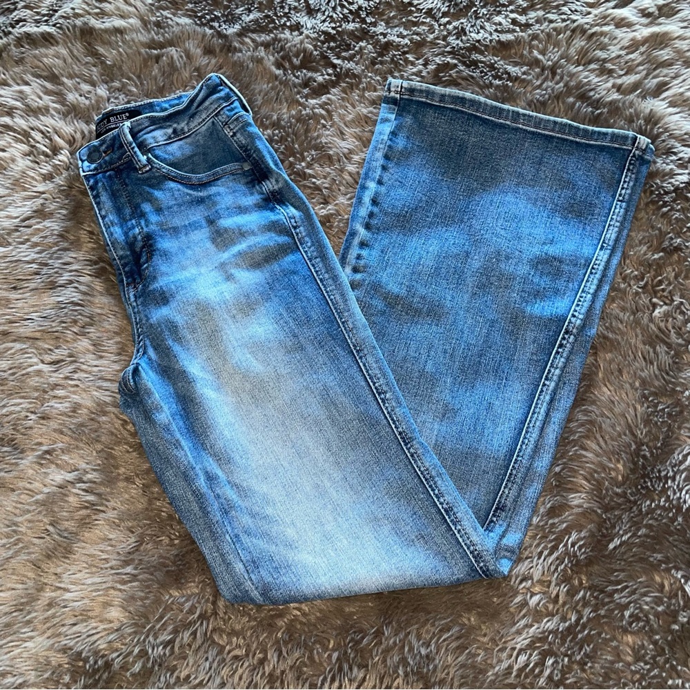 Judy Blue High Waist Tummy Control Contrast Flare Denim Jeans 1/25